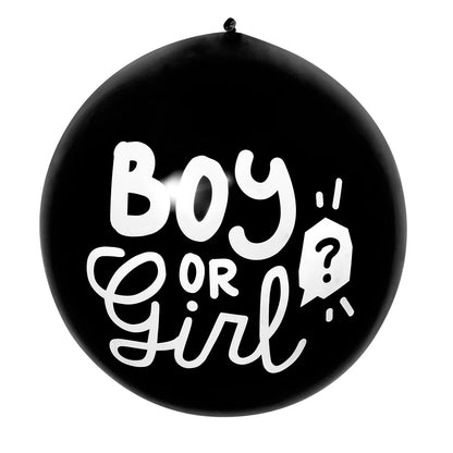 Baby Shower ilmapallo "Boy or girl?" sinisellä konfetti täytteellä